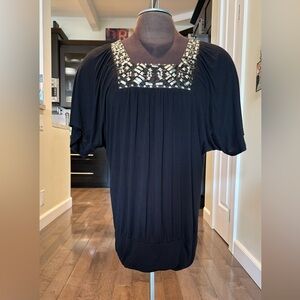 Three Pink Hearts Trixxi short sleeve XL Black with Silver accents